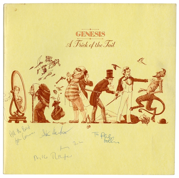 Genesis 1970s Group Signed "A Trick Of The Tail" Album Cover (Tracks LTD)(Beckett/BAS)