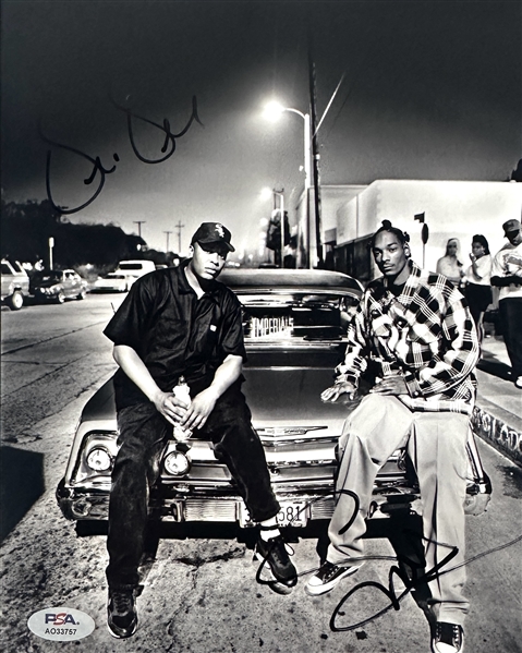 Dr. Dre & Snoop Dogg Dual Signed 8" x 10" B&W Photograph (PSA/DNA)