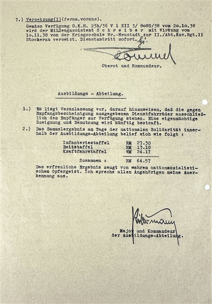 World War II: Erwin Rommel Signed 1938 German Military Document (Third Party Guaranteed)