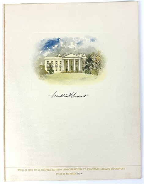 President Franklin D. Roosevelt Impressive Signed 11" x 14" White House Engraving (Third Party Guaranteed)