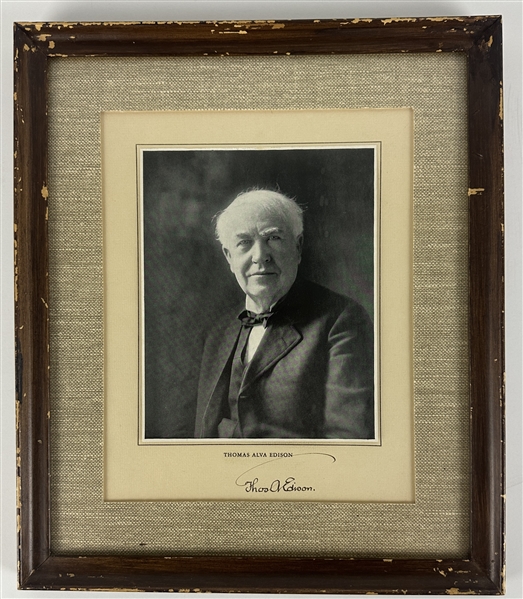 Thomas Edison Exceptionally Fine Signed 8" x 10" Portrait Photo in Original Vintage Frame (JSA LOA)