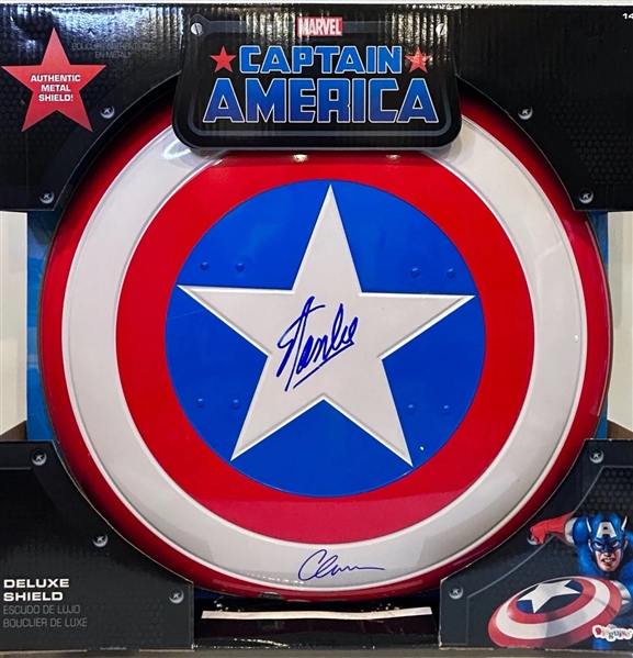 Stan Lee and Chris Evans Signed Captain America Shield (JSA/SWAU/Stan Lee)