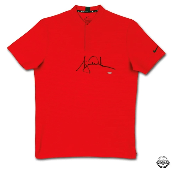 Tiger Woods Signed 2020 TW Nike Dri-Fit Red Polo Shirt (UDA)