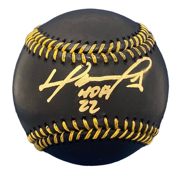 David Ortiz Signed Black Leather Baseball with "HOF 22" Inscription (Fanatics)