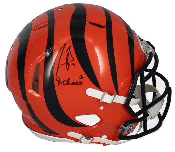 Joe Burrow & JaMarr Chase Signed Bengals Speed Authentic Helmet (Fanatics)