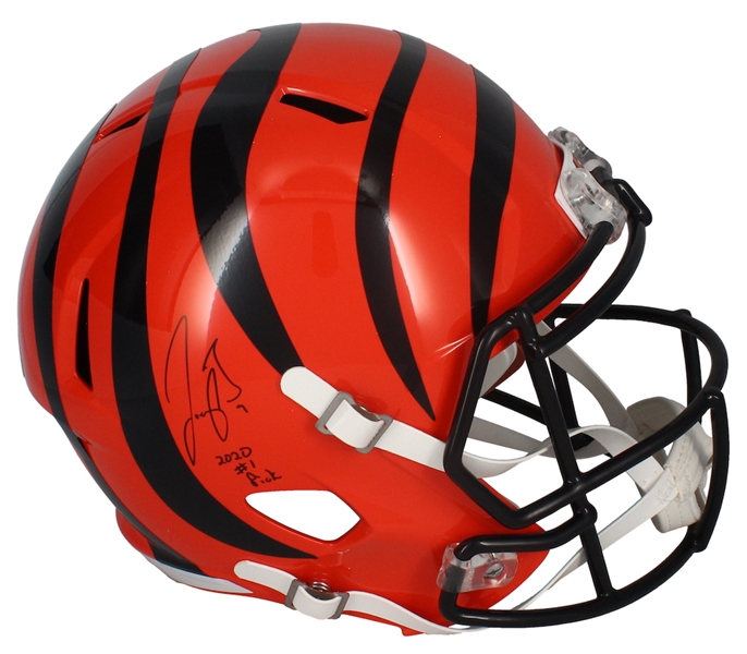 Joe Burrow Signed & "2020 #1 Pick" Insc. Bengals Full Size Speed Helmet (Fanatics)