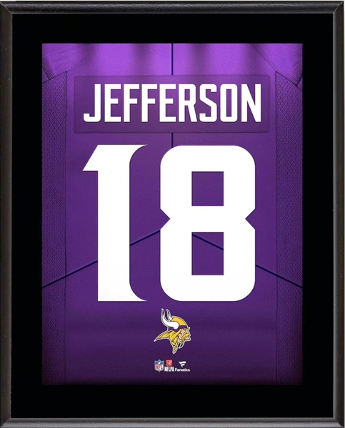 Justin Jefferson Vikings 10.5" x 13" Number "18" Sublimated Plaque