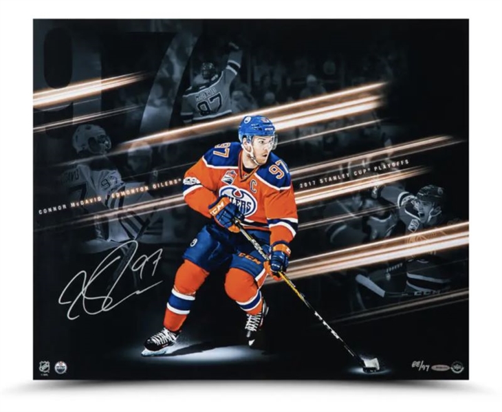 Connor McDavid Signed 20" x 24" Oilers "Playoff Collage" Photograph (UDA)