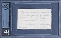 Susan B. Anthony Signed Stationary Card with Incredible Womans Rights Quote (Beckett/BAS Encapsulated)