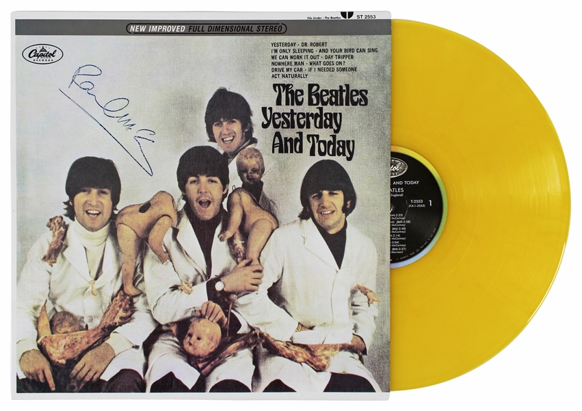 Beatles: Paul McCartney Signed "Yesterday & Today" Album Cover w/ Butcher Cover Image & Vinyl (PSA/DNA)