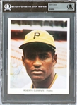 Roberto Clemente Superb Signed 7" x 9" Team Issued Pittsburgh Pirates Color Photograph (Beckett/BAS Encapsulated & JSA LOA)