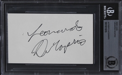 Leonardo DiCaprio In-Person Signed 3" x 5" Index Card with Early Every-Letter Autograph! (Beckett/BAS Encapsulated)