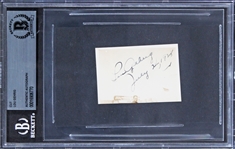 Lou Gehrig Signed & Dated 1.75" x 2.5" Segment - From Yankees Prime of 1928! (Beckett/BAS Encapuslated)