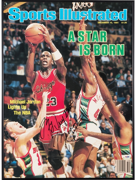 Michael Jordan Unique Signed 20" x 28" Blow-Up Sports Illustrated "A Star is Born" Cover Print with Terrific Vintage Signature & Inscription (Beckett/BAS & PSA/DNA LOAs)