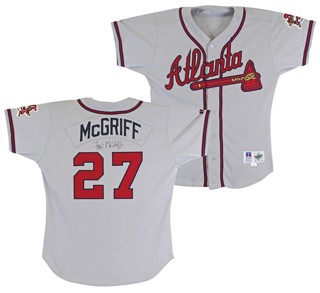 Fred McGriff Game Worn & Signed 1995 Atlanta Braves Jersey - Personally Gifted to Shaquille ONeal (Shaq Collection LOA)(Beckett/BAS)