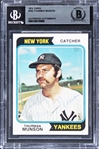 Thurman Munson RARE Signed 1974 Topps #341 Baseball Card (Beckett/BAS Encapsulated)(JSA LOA)