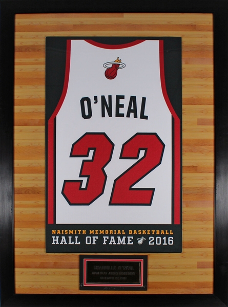 Shaquille ONeal Personally Owned 2016 Miami Heat Jersey Retirement Display PHOTO MATCHED To Ceremony (Shaq LOA)(Beckett/BAS)