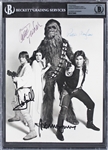 Star Wars: Ford, Fisher, Hamill & Mayhew Vintage Signed 8" x 10" B&W Photo (Beckett/BAS Encapsulated)