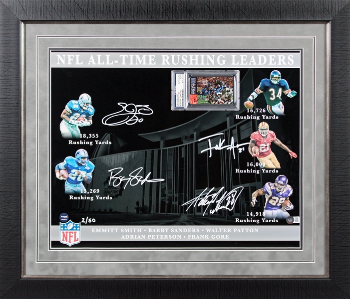 NFL All-Time Rushing Leaders Signed Custom Framed Limited Edition Display (Beckett/BAS & PSA/DNA)