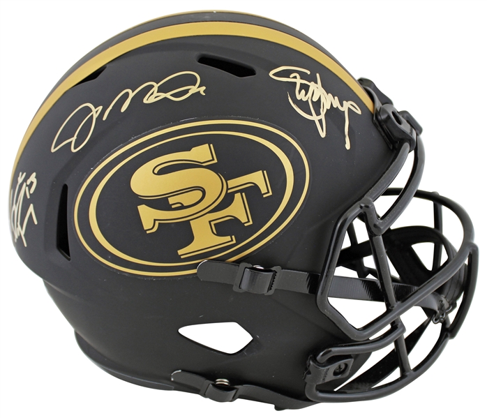 49ers Super Bowl QBs Signed Eclipse Full Size Helmet with Montana, Young & Purdy (Beckett/BAS & Fanatics)