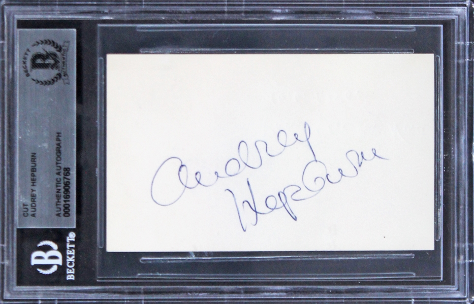 Audrey Hepburn Signed Business Card with Terrific Vintage Autograph (Beckett/BAS Encapsulated)