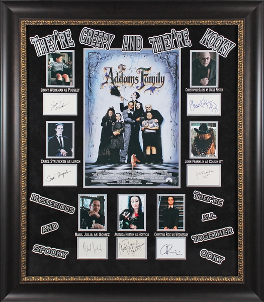 The Addams Family: Cast Signed Card Set in Custom Framed Display (Beckett/BAS LOA)