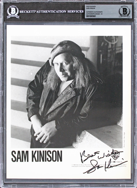 Sam Kinison Desirable Signed 8" x 10" Warner Bros Publicity Photo with GEM MINT 10 Autograph (Beckett/BAS Encapsulated)