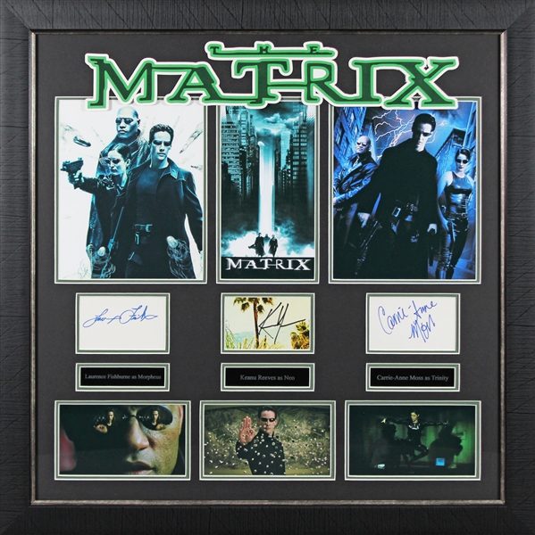 The Matrix Cast Signed Autograph Set with Reeves, Moss & Fishburne in Custom Framed Display (Beckett/BAS LOA)