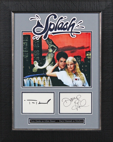 Splash: Tom Hanks & Daryl Hannah Signed Index Cards in Framed Display (Beckett/BAS LOA)