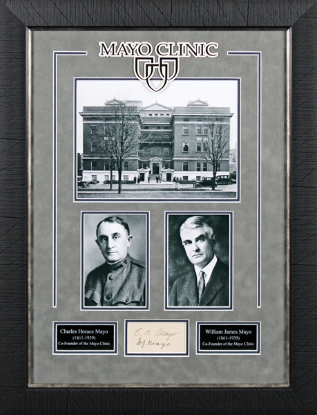 The Mayo Clinic: Charles & William Mayo Signed Stationary Card in Custom Framed Display (Beckett/BAS LOA)