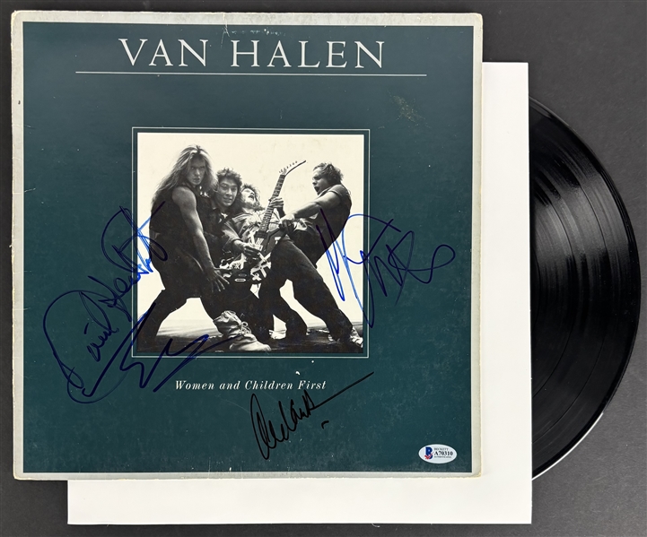 Van Halen Group Signed "Women and Children" Album Cover (4 Sigs)(Beckett/BAS LOA)