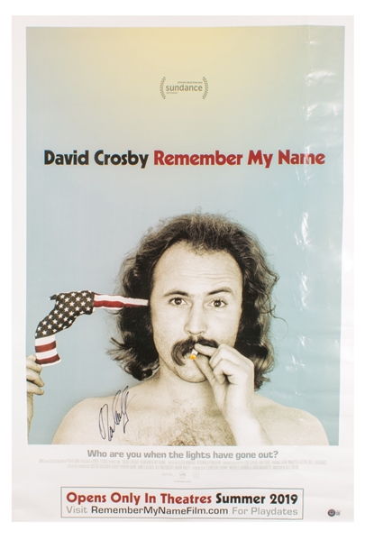 David Crosby Signed "Remember my Name" Full Sized Poster (Beckett/BAS LOA)