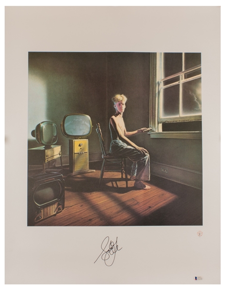 RUSH: Geddy Lee Signed "Power Windows" 16" x 20" Lithograph (Beckett/BAS)