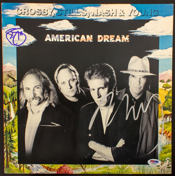 CSN: Neil Young & Stephen Stills Signed "American Dream" Album Cover (PSA/DNA)