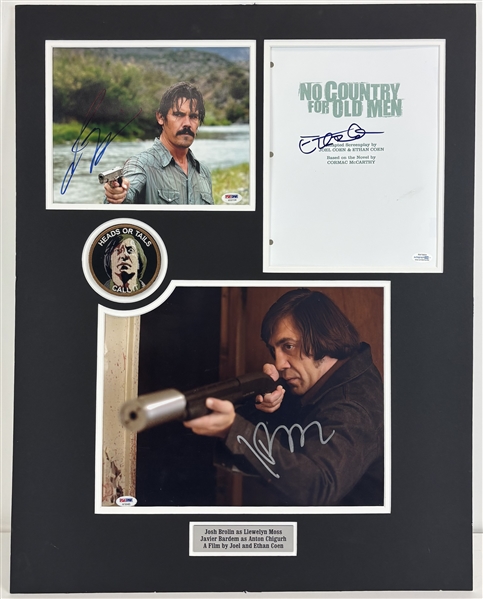 Javier Barden, Josh Brolin & Ethan Coen Signed "No Country for Old Men" Matted Display (PSA/DNA)(ACOA)