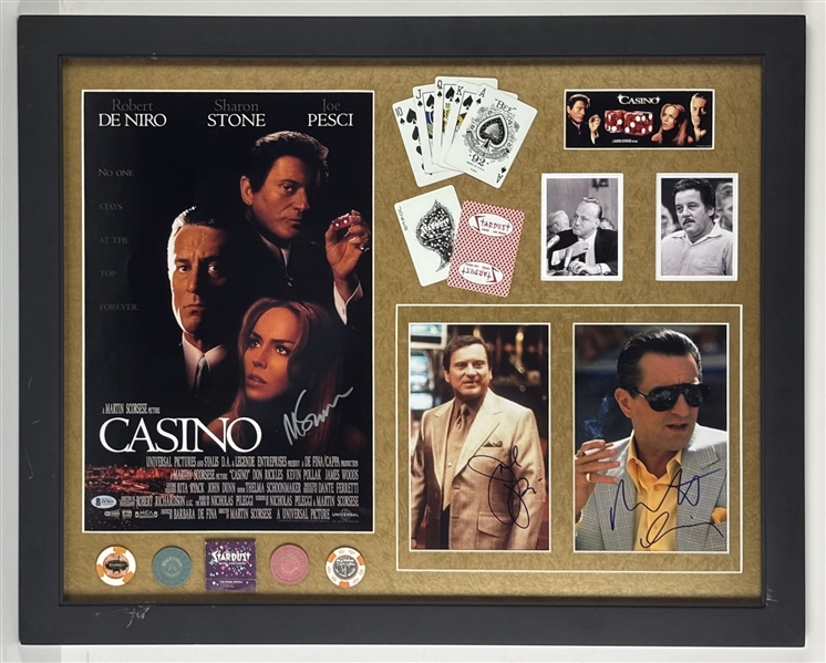 Casino: Pesci, DeNiro & Scorsese Signed Memorabilia in Framed Display (Beckett)(JSA)