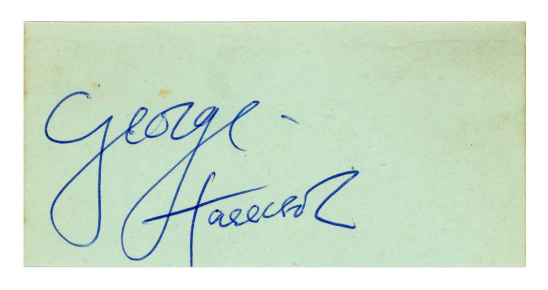 The Beatles: George Harrison 1963 Signed Page (Tracks LTD)(Beckett/BAS)