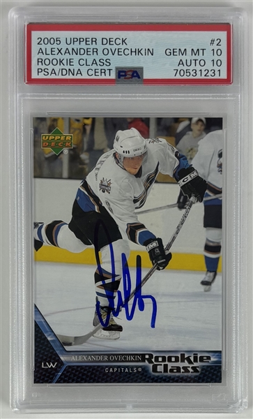 2005 Upper Deck #2 Alexander Ovechkin Signed Rookie Card w/ Gem Mint 10 & Auto 10 Grades!  (PSA Encapsulated)