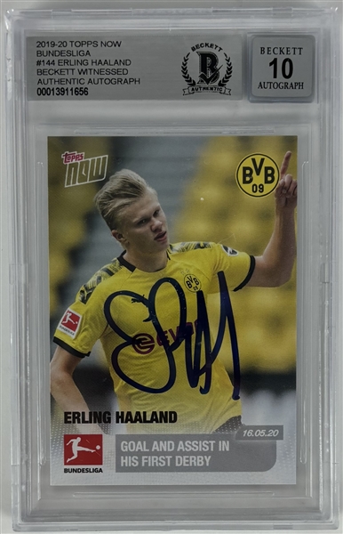 2019 Topps Now Bundesliga #144 Erling Haaland Signed w/ Gem Mint 10 Auto! 