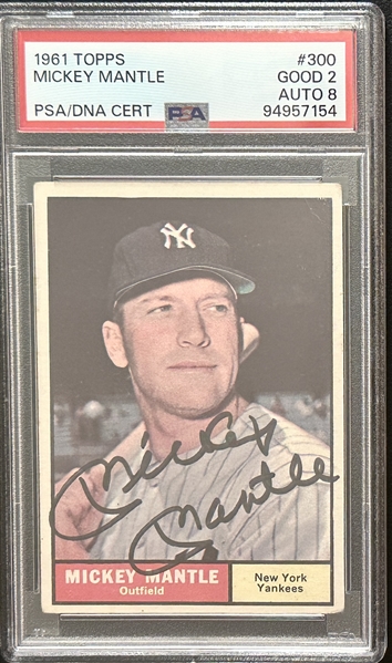 Mickey Mantle Signed 1961 Topps #300 (PSA/DNA)