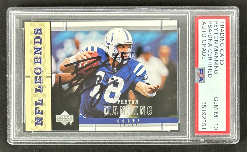 2004 Upper Deck NFL Legends #39 Peyton Manning Signed w/ Gem Mint 10 Auto!  (PSA Encapsulated)