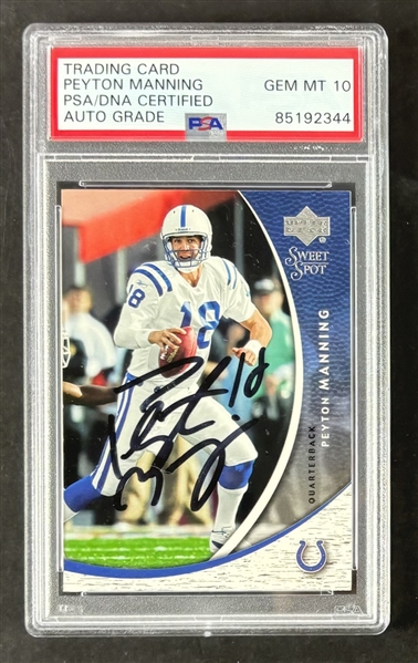 2004 Upper Deck Sweet Spot #18 TC Peyton Manning Signed w/ Gem Mint 10 Auto!  (PSA Encapsulated)