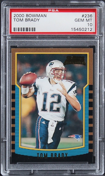 Tom Brady 2000 Bowman #236 Rookie Card - PSA Graded GEM MINT 10