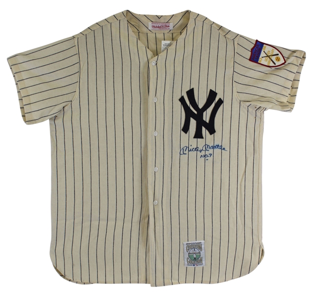 Mickey Mantle Signed Yankees Mitchell & Ness Vintage Style Pinstripe Jersey (PSA/DNA)