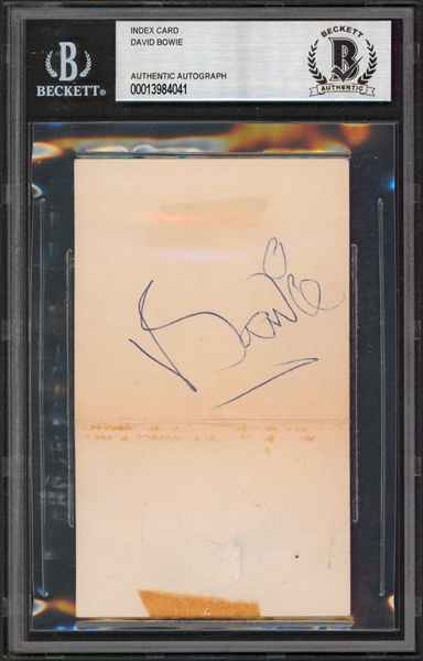 David Bowie Vintage Signed Index Card (Beckett/BAS Encapsulated)