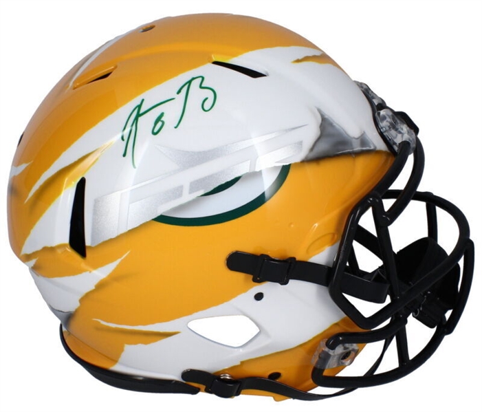 Aaron Rodgers Signed Packers / Jets ECC Ripped Authentic Helmet (Fanatics)