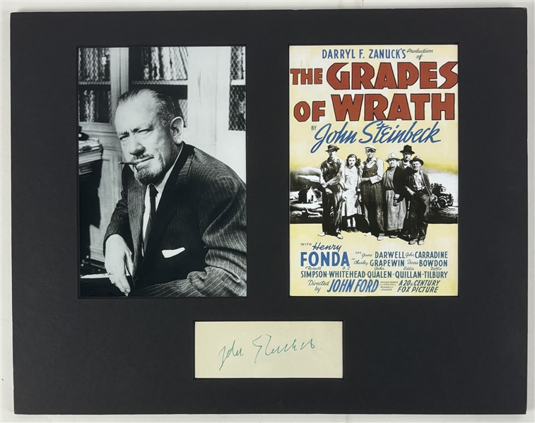 John Steinbeck Signed Segment in Matted "The Grapes of Wrath" Display (PSA/DNA LOA