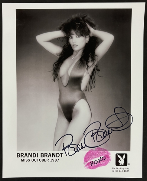 Brandi Brandt Signed 8" x 10" Playboy Miss October 1987 Promotional Photo (Third Party Guaranteed)