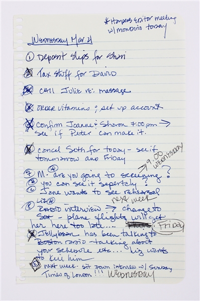 Madonna Handwritten Notes on 6" x 9.5" Sheet (Third Party Guaranteed)