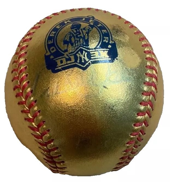 Derek Jeter Signed 3000 Hit LE Gold OML Baseball (MLB & Steiner Sports)